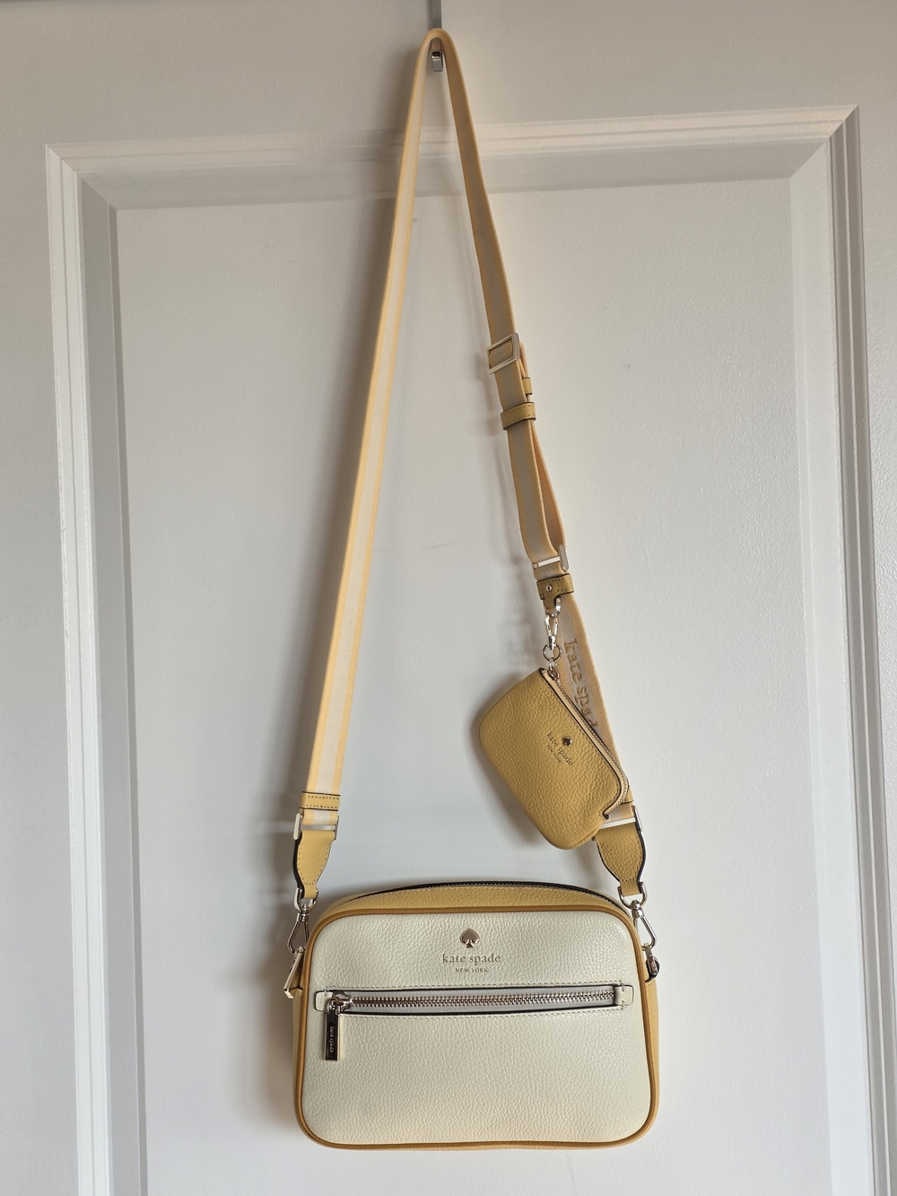 kate spade Emma Colorblock Pebbled Leather Large Crossbody Buttermilk Glaze Mult - Picture 10 of 10